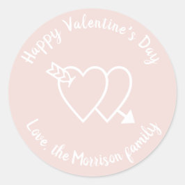 ハッピーバレンタインデー赤面ピンクハートカスタム ラウンドシール