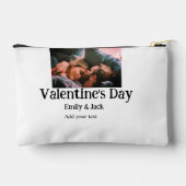 ハッピーバレンタインデー追加カップル名フォトシンプルー アクセサリーポーチ (裏面)