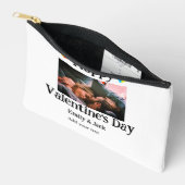 ハッピーバレンタインデー追加カップル名フォトシンプルー アクセサリーポーチ (見開き)