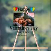 ハッピーバレンタインデー追加カップル名フォトシンプルー アクリルサイン (ニュートラル)