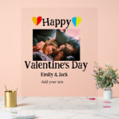 ハッピーバレンタインデー追加カップル名フォトシンプルー アクリルサイン (ウェディング)