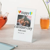 ハッピーバレンタインデー追加カップル名フォトシンプルー 台座サイン (インサイチュ)