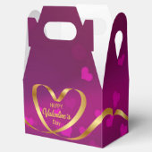 ハッピーバレンタインデー金ゴールドハートリボンパープル フェイバーボックス (オープン)