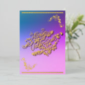 ハッピーバレンタインデー金ゴールド書道とバラ 箔シーズンカード (立ち正面)