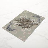 ハッピーバレンタインデー銀レタリングとバラ 箔シーズンカード (回転した状態)