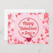 ハッピーバレンタインデー非常に多くのハート シーズンポストカード (正面/裏面)