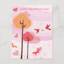 ハッピーバレンタインデー鳥の蝶の木 シーズンポストカード