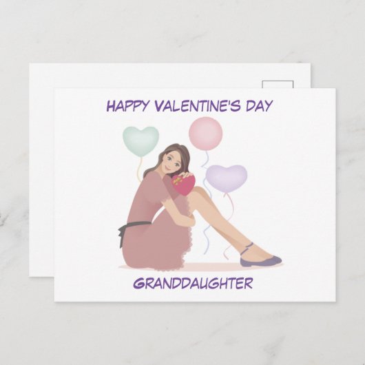 ハッピーバレンタインデー10代の孫娘 ポストカード (正面/裏面)