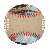 ハッピーバレンタインデー2フォトコラージボーイフレンド 野球ボール (裏面)