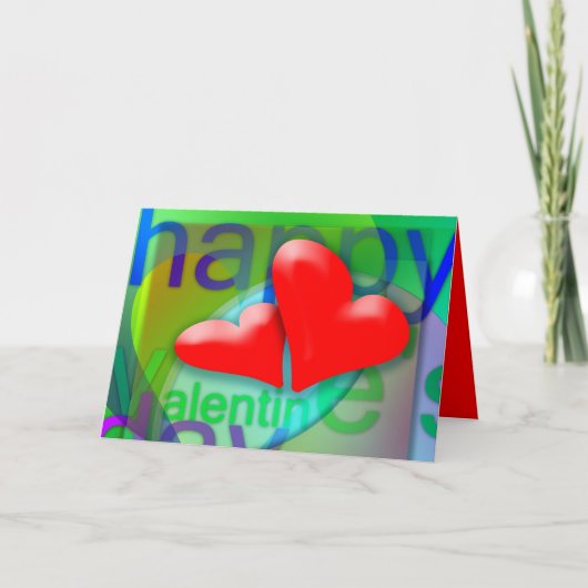 ハッピーバレンタインデー2赤いハート挨拶 シーズンカード (正面)
