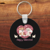 ハッピーバレンタインデー2023おもしろい犬かわいい キーホルダー (正面)