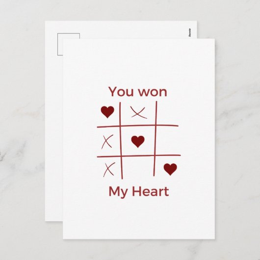ハッピーバレンタインデー2023アイディア – あなたは私のハートを獲得 シーズンポストカード (正面/裏面)