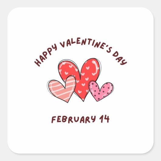ハッピーバレンタインデー2023 – バレンタイン14 2月 スクエアシール (正面)