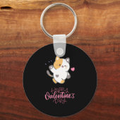 ハッピーバレンタインデー2023 – 猫好きバレンタイン キーホルダー (正面)