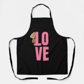 ハッピーバレンタインデー2024おもしろい画像かわいい エプロン (正面)