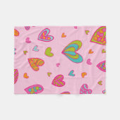 ハッピーバレンタインデー2024とハート愛 フリースブランケット (正面(横))