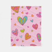 ハッピーバレンタインデー2024とハート愛 フリースブランケット (正面)