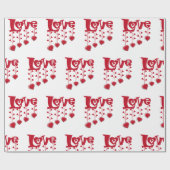 ハッピーバレンタインデー2024ラブ赤いハート ラッピングペーパー (フラット)