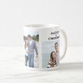 ハッピーバレンタインデー3フォトコラージュ名前をカスタムする コーヒーマグカップ (正面右)