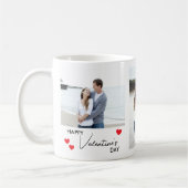ハッピーバレンタインデー3フォトコラージュ名前をカスタムする コーヒーマグカップ (左)
