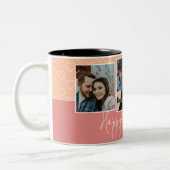 ハッピーバレンタインデー3写真ハートパターン ツートーンマグカップ (左)