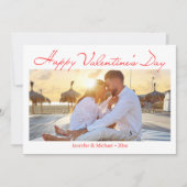 ハッピーバレンタインデー3写真赤いスクリプトホリデー ノートカード (正面)