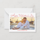 ハッピーバレンタインデー3写真赤いスクリプトホリデー ノートカード (正面)