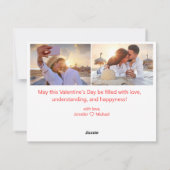 ハッピーバレンタインデー3写真赤スタイリッシュ文字 シーズンカード (裏面)