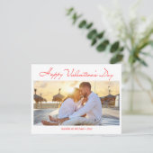 ハッピーバレンタインデー3写真赤スタイリッシュ文字 シーズンカード (スタンド正面)