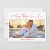 ハッピーバレンタインデー3写真赤スタイリッシュ文字 シーズンカード (正面)