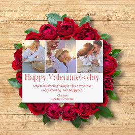 ハッピーバレンタインデー3枚の写真コラージュ赤い文字 シーズンカード