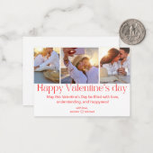 ハッピーバレンタインデー3枚コラージュ赤ミニマル色 ノートカード (正面/裏面インサイチュ)