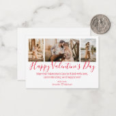 ハッピーバレンタインデー3枚コラージュ赤抜き ノートカード (正面/裏面インサイチュ)