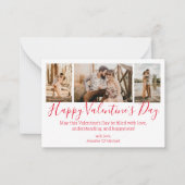 ハッピーバレンタインデー3枚コラージュ赤抜き ノートカード (正面)