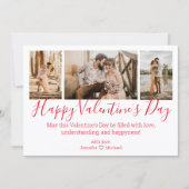 ハッピーバレンタインデー3枚コラージュ赤抜き ノートカード (正面)