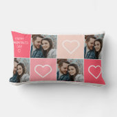 ハッピーバレンタインデー4枚フォトコラージュ ランバークッション (正面)