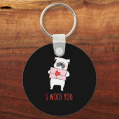 ハッピーバレンタインデー-おもしろい犬バレンタイン引用文 キーホルダー (正面)