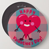 ハッピーバレンタインデー |お洒落ハートキャラクター 缶バッジ (正面&裏面)