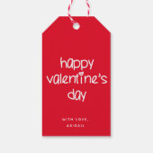 ハッピーバレンタインデー – かわいいタイポグラフィレッド ギフトタグ (裏面)