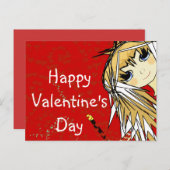 ハッピーバレンタインデー – かわいい女の子 シーズンポストカード (正面/裏面)