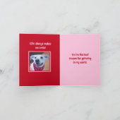 ハッピーバレンタインデー かわいい犬 笑顔 赤 シーズンカード (内部)