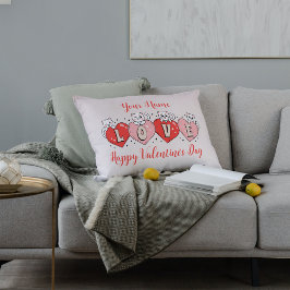 ハッピーバレンタインデー、かわいい猫とハート ランバークッション