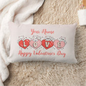 ハッピーバレンタインデー、かわいい猫とハート ランバークッション (ブランケット)