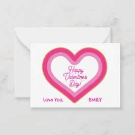 ハッピーバレンタインデー かわいい ピンク ハート ガール ノートカード