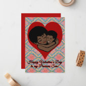 ハッピーバレンタインデー |アフリカ系アメリカ人ソン ノートカード (正面/裏面インサイチュ)
