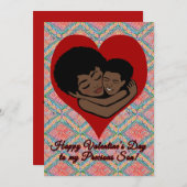 ハッピーバレンタインデー |アフリカ系アメリカ人ソン ノートカード (正面/裏面)