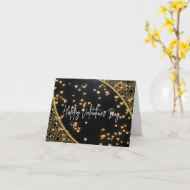 ハッピーバレンタインデー - エレガントなゴールドカラーのディテール カード