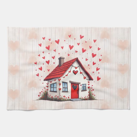 ハッピーバレンタインデー! キッチンタオル (横)