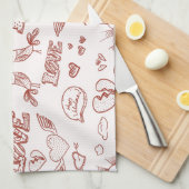 ハッピーバレンタインデー キッチンタオル (四つ折り)
