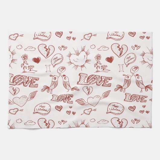 ハッピーバレンタインデー キッチンタオル (横)